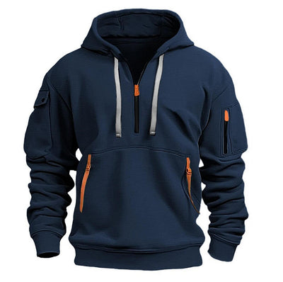 Men's Zipper And Multi Pocket Casual Sweatshirt