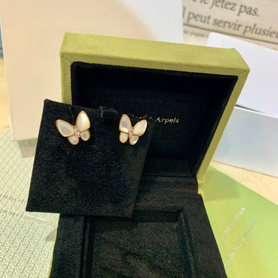 Four-leaf clover butterfly mother-of-pearl earrings