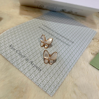 Four-leaf clover butterfly mother-of-pearl earrings