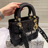 DR Embroidery wide shoulder strap toffee bag