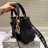 DR Embroidery wide shoulder strap toffee bag