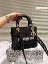 DR Embroidery wide shoulder strap toffee bag