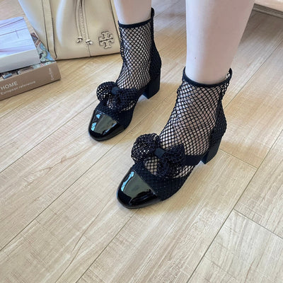 C  Rhinestone Mesh Cool Boots