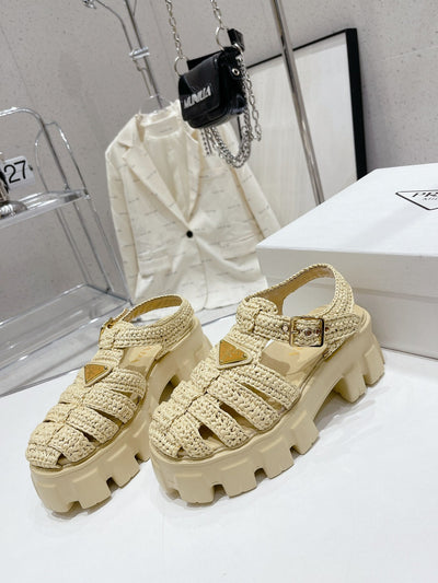 Raffia woven sandals (hand-woven) top quality VIP