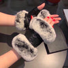 C  Rabbit Fur Sheepskin Gloves