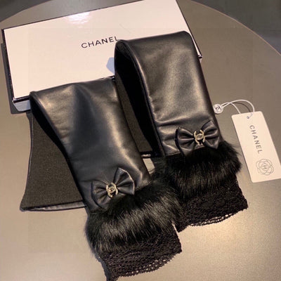 C   New Sheepskin + raccoon fur gloves