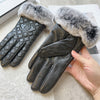 C   Fashion Fall/Winter Wool Leather Gloves