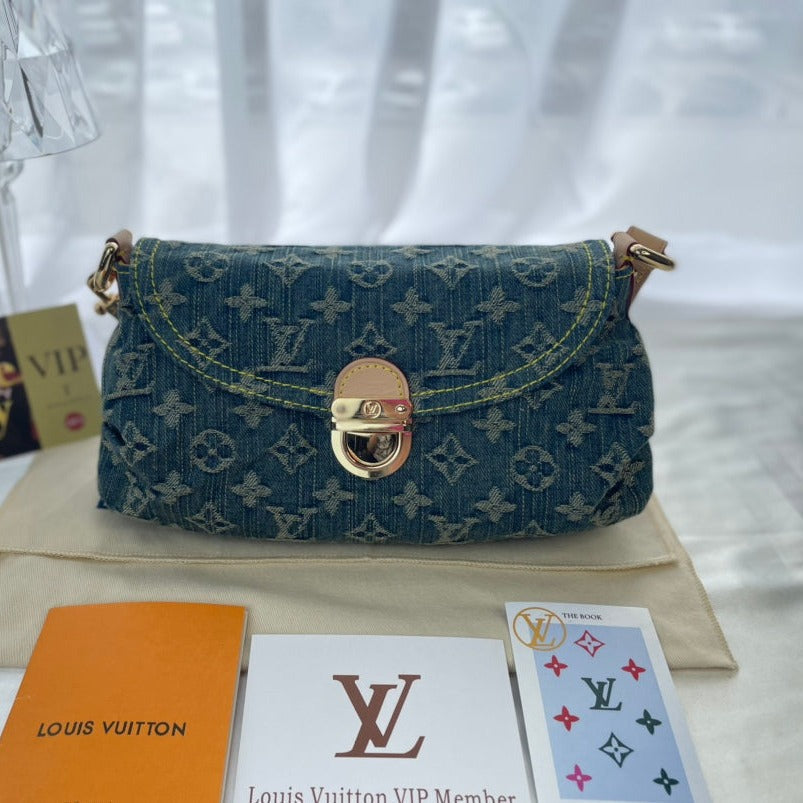 LV denim denim armpit bag