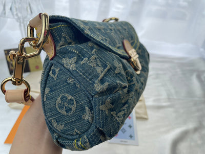 LV denim denim armpit bag