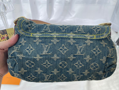 LV denim denim armpit bag