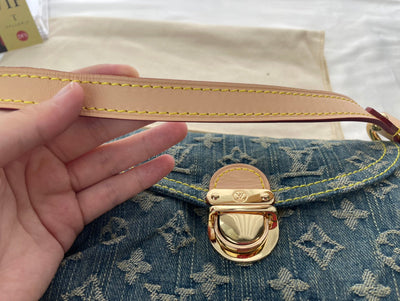 LV denim denim armpit bag