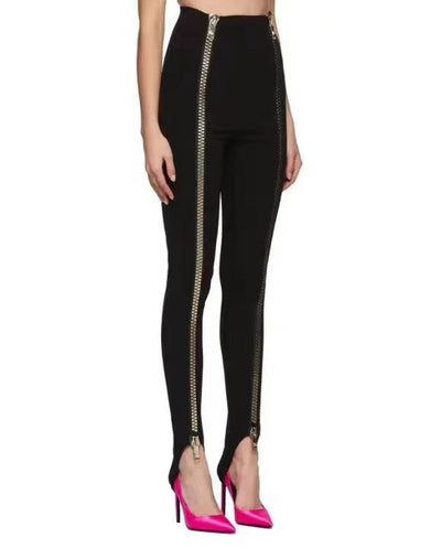 BALMA* new double zipper stretch leggings