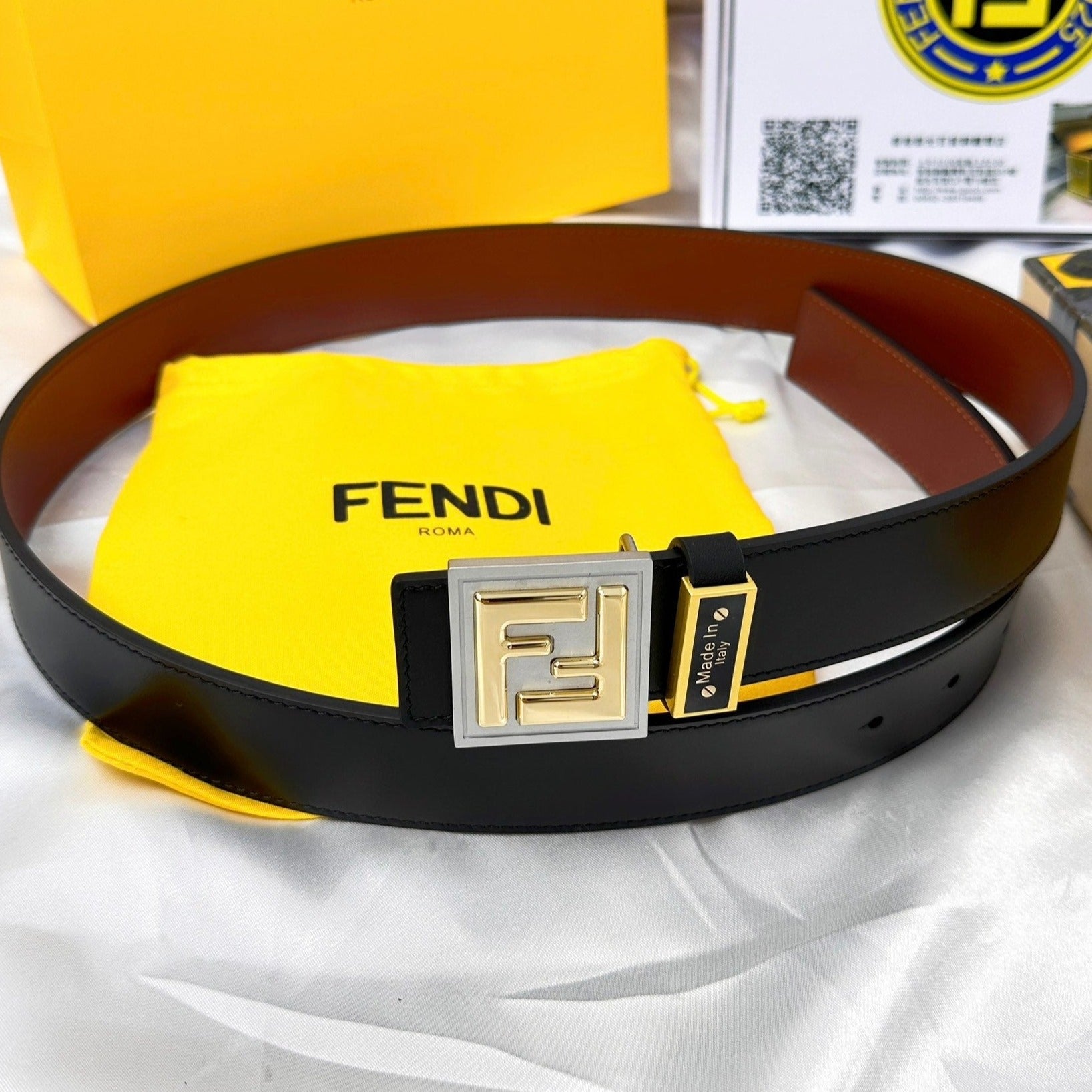 FEN* new double-layer embossed cowhide belt