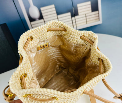 PRA* new raffia woven bucket bag