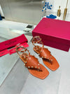 Valentino* 24 new flat sandals with rivets and hollowed-out back  1:1 VIP