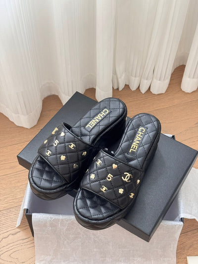 CHAN* 24SS wedge heel slides 1:1 VIP