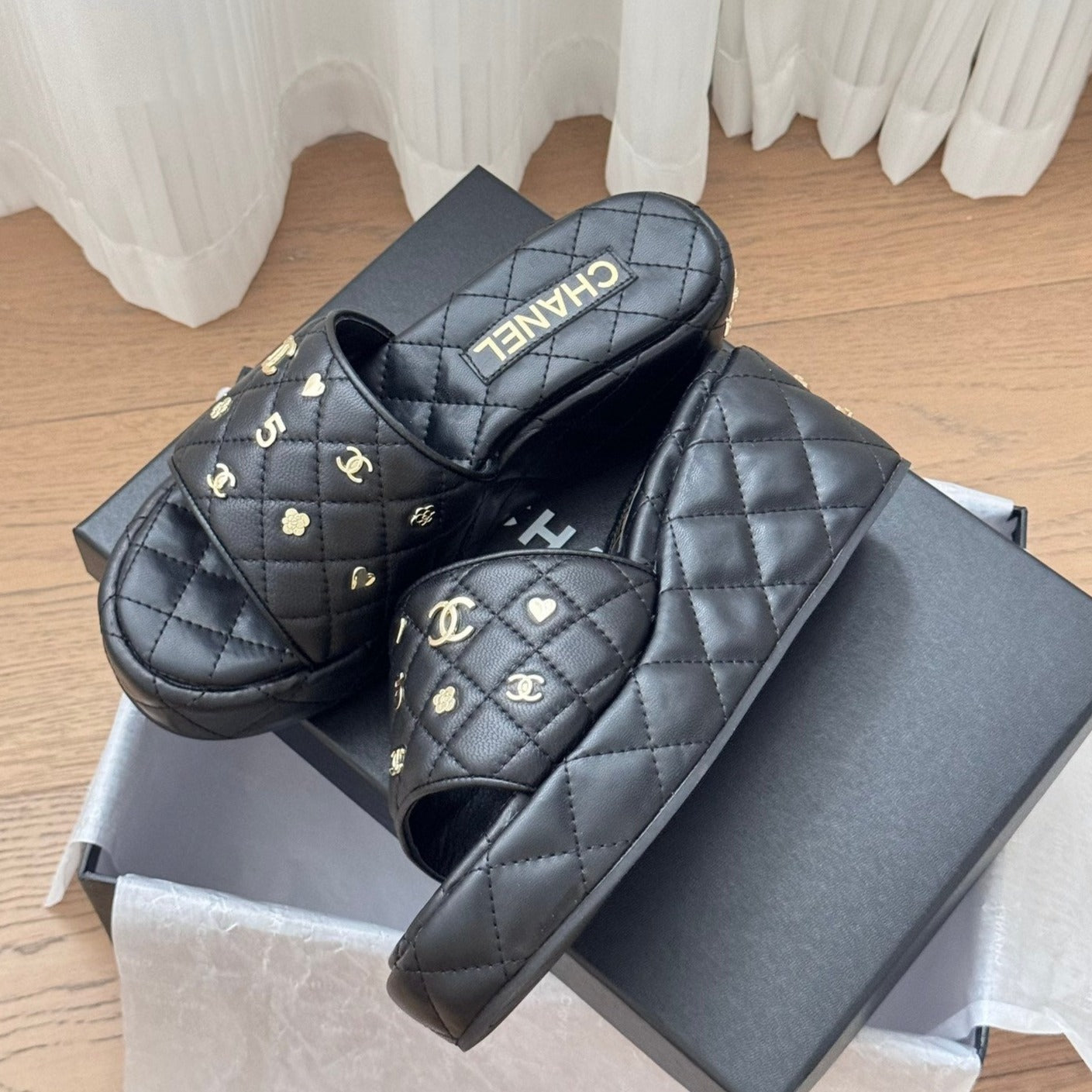 CHAN* 24SS wedge heel slides 1:1 VIP