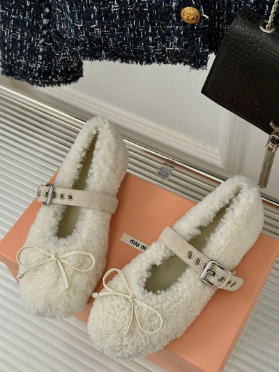 MIU* 24SS Mary Jane fur shoes 1:1 VIP