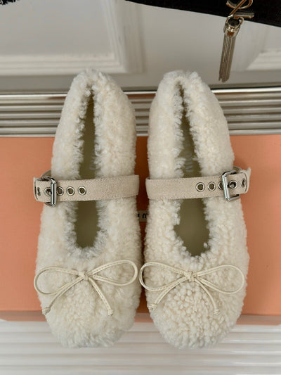 MIU* 24SS Mary Jane fur shoes 1:1 VIP