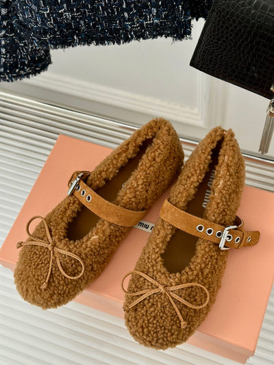 MIU* 24SS Mary Jane fur shoes 1:1 VIP