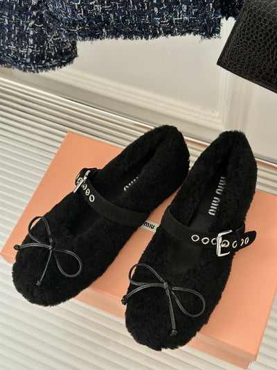 MIU* 24SS Mary Jane fur shoes 1:1 VIP