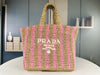 PRA* 24SS Hollow Woven Raffia Shopping Bag