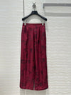 Hermes* 24SS Bordeaux Chain Print 100% Silk Straight Wide Leg Pants 1:1 VIP