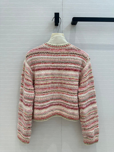 CHAN*24SS Colorblock Striped Knitted Jacket 1:1 VIP