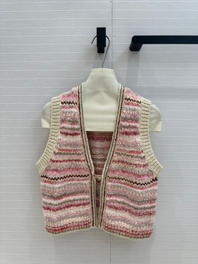 CHAN*24SS Colorblock Striped Knitted Jacket 1:1 VIP