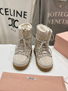 MIU* 24SS Autumn and Winter Nylon Gabardine Snow Boots 1:1 VIP