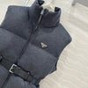 PRA* 24SS Stand Collar Belt Waist Wool Down Vest 1:1 VIP 11