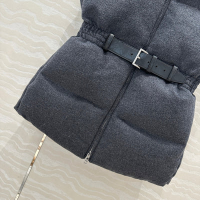 PRA* 24SS Stand Collar Belt Waist Wool Down Vest 1:1 VIP 11