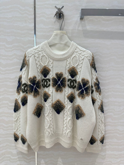 CHAN* 24SS Four-leaf Clover 100% Wool Sweater 1:1 VIP 11