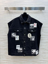 CHAN* 25SS Printed Patch Short Sleeve Denim Jacket 1:1 VIP 11