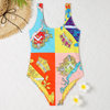 Printed one-piece swimsuit