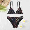 Colorful print halter swimsuit