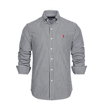 Ralph Laur* Lapel Striped POLO Long Sleeve Shirt