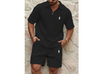 Men's Sport Waffle Zipper Shirt And Shorts Set