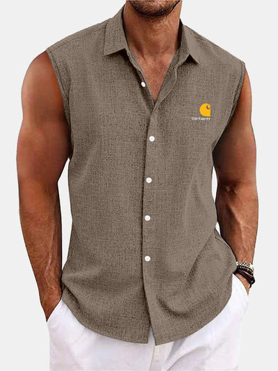 Men's Button Down Sleeveless Holiday Shirt