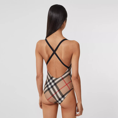 Checkered backless one-piece sexy swimsuit