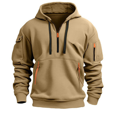 Men's Zipper And Multi Pocket Casual Sweatshirt