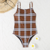 Checkered backless one-piece sexy swimsuit