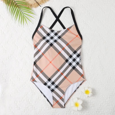 Checkered backless one-piece sexy swimsuit