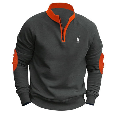 Men's Stand Collar Half Zip Fleece Long Sleeve Sweatshirt