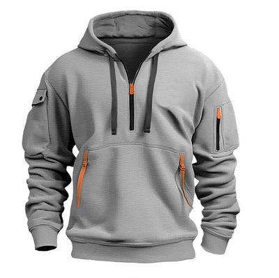 Men's Zipper And Multi Pocket Casual Sweatshirt