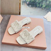 M   Genuine leather comfort soft sole collar slippers