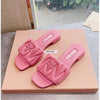 M   Genuine leather comfort soft sole collar slippers