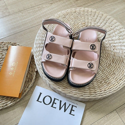 New denim sandals leather colour blocking