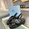 p   Soft padded nappa leather wedge sandals