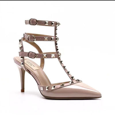 V   three-buckle heels